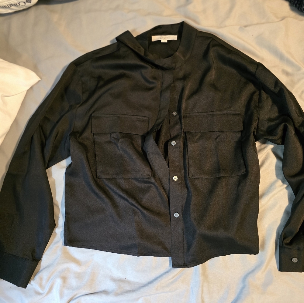 LOFT Black Blouse Elegant Long Sleeve